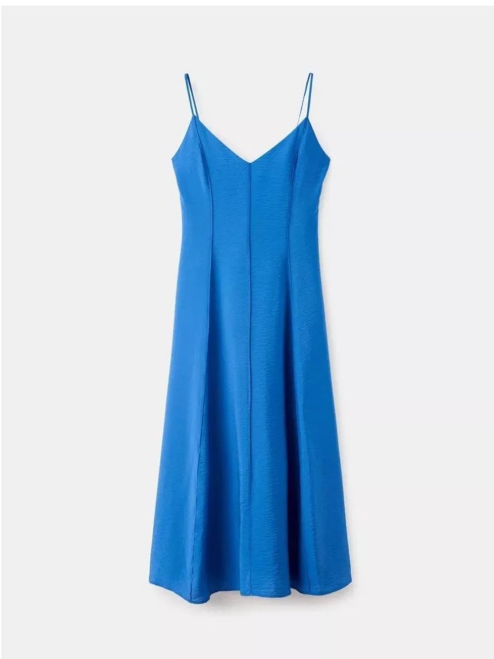 Mango Vibrant Blue Slip Midi Dress with Seam Detail